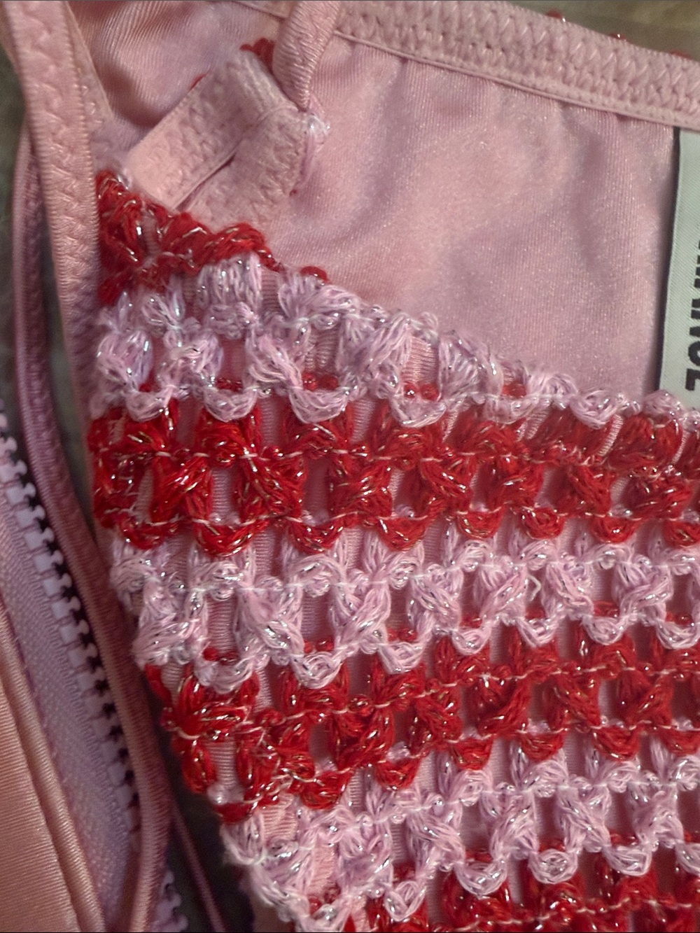 TRIANGL Pink & Red Crochet Stripe Bikini Set - Picture 3 of 6